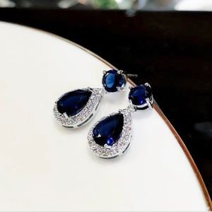 Pendant Earring Blue and Silver Super Sparkles